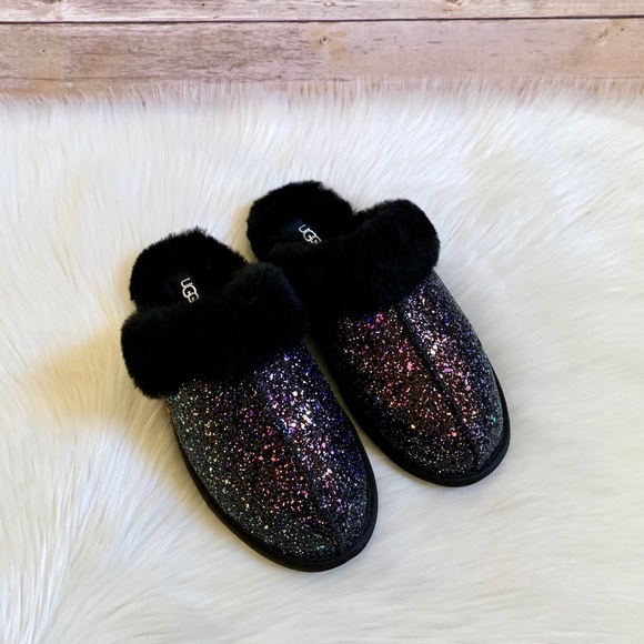 UGG Black Scuffette II Cosmos Glitter Slippers - Picture 5 of 8